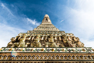 Low angle view of temple building against sky