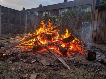 Close-up of fire on field