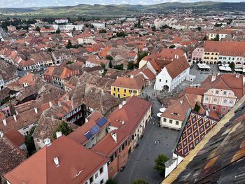 High angle view of townscape against sky from st mary evangelical cathedral