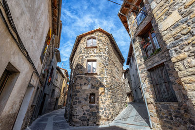 Low angle view of old building against sky