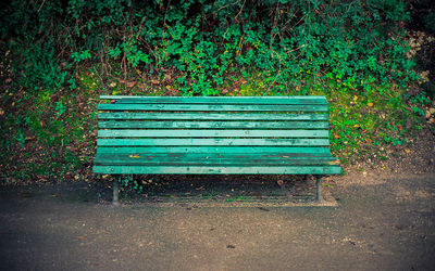 Empty bench in park