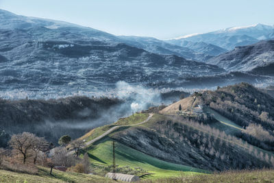 Green hills close to the calanchi valley near ascoli piceno