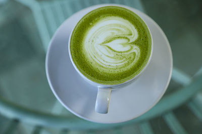 Close-up of green tea cup