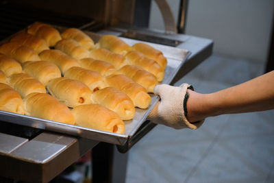 Close-up of person preparing food