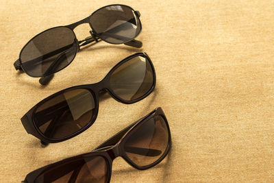 High angle view of sunglasses on table