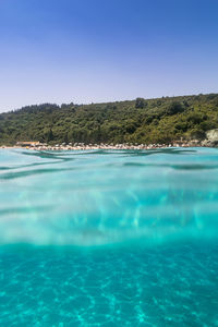 Scenic view of swimming pool against clear sky