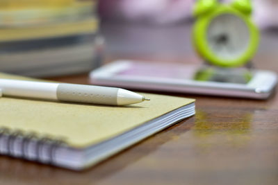 Close-up of books on table