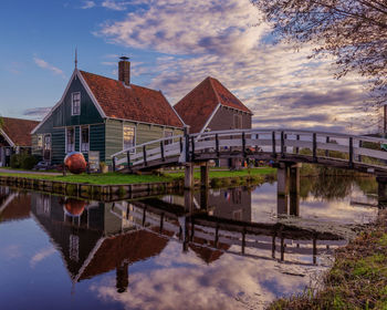 Charming view of picturesque half-timbered houses in zaanse schans, netherlands