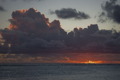 Scenic view of sea against sky at sunset