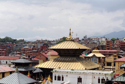 High angle view of townscape against sky