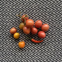 High angle view of tomatoes on floor