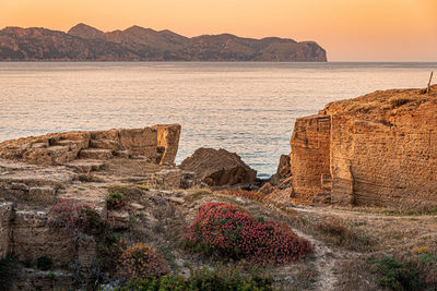 Scenic view of sea against sky during sunset