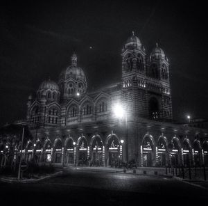 Illuminated building at night