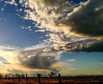 Scenic view of landscape against cloudy sky