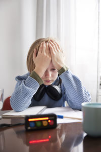 Girl doing homework at home