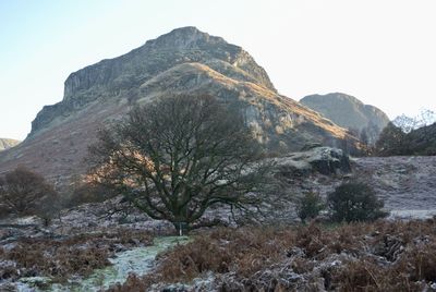 Scenic view of mountains against clear sky