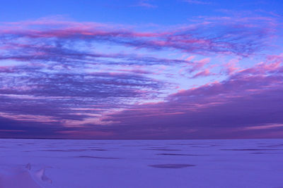 Scenic view of sea against dramatic sky