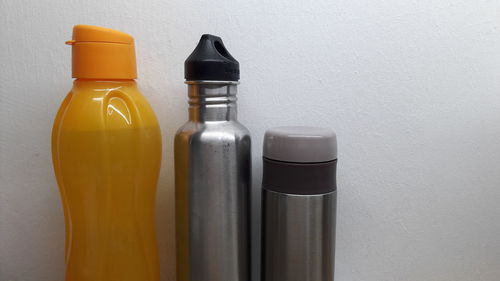 Close-up of bottle against white background