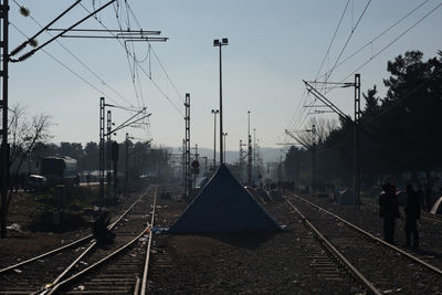 Refugee camp on railroad tracks