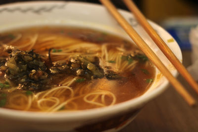 Close-up of soup in bowl