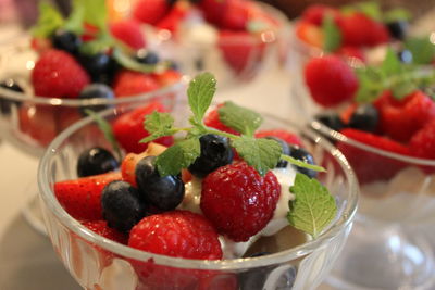 Close-up of strawberries in bowl