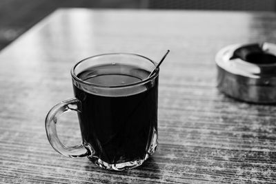 Close-up of tea in cup on table