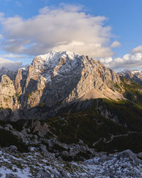 Scenic view of snowcapped mountain against sky