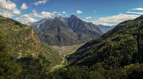 Panoramic view of mountains against sky