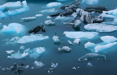 Aerial view of ice floating on sea