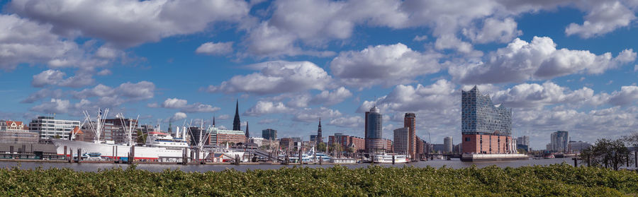 Panoramic view of buildings against sky