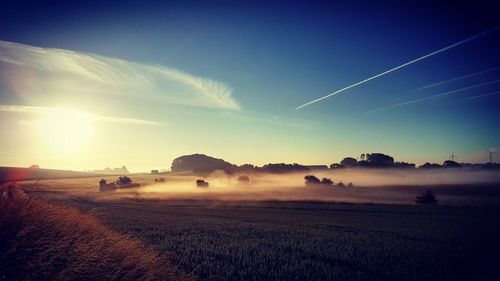 Scenic view of landscape against blue sky