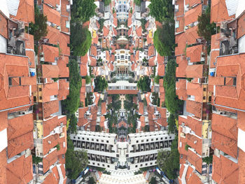 High angle view of buildings in city