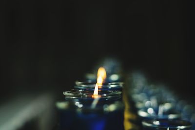 Close-up of illuminated candles