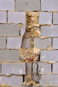Full frame shot of cracked brick wall