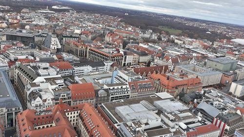 High angle view of townscape against sky