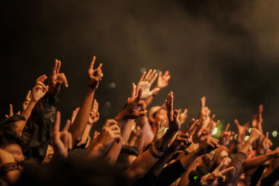 Cheerful crowd at music concert 