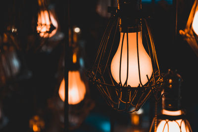 Close-up of illuminated light bulb