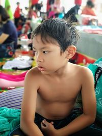 Cute boy looking away