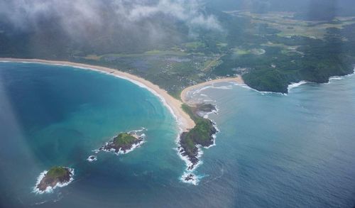 High angle view of sea against sky