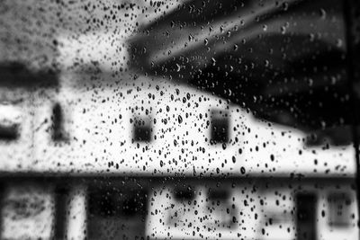 Full frame shot of raindrops on glass window