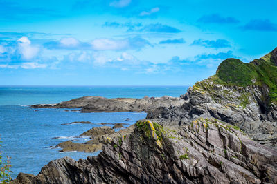 Scenic view of sea against cloudy sky