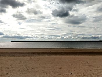 Scenic view of sea against cloudy sky