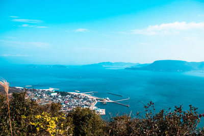 High angle view of sea against sky