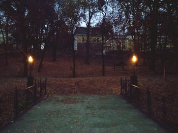 Empty footpath at night