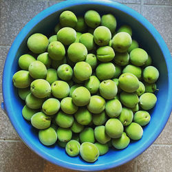 High angle view of fruits in bowl