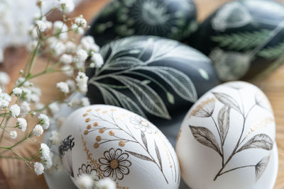 Close-up of christmas decorations on table