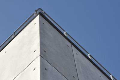 Low angle view of building against clear blue sky