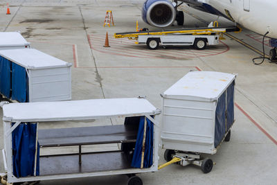 Boats moored at airport