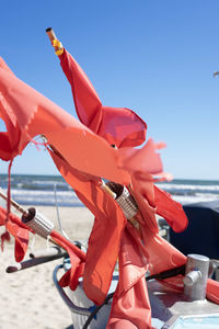 Low section of woman holding umbrella