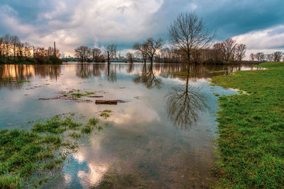 Scenic view of lake against sky